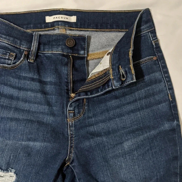 PACSUN High Rise Ripped Jegging, Color Dark Wash Size 24 S - Picture 9 of 15